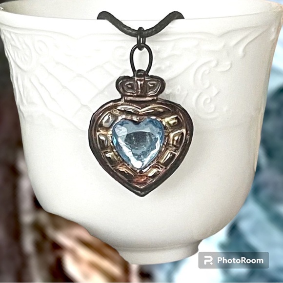 5 For $25💫Blue 3-D Jeweled Heart Pendant Necklace - Picture 3 of 7